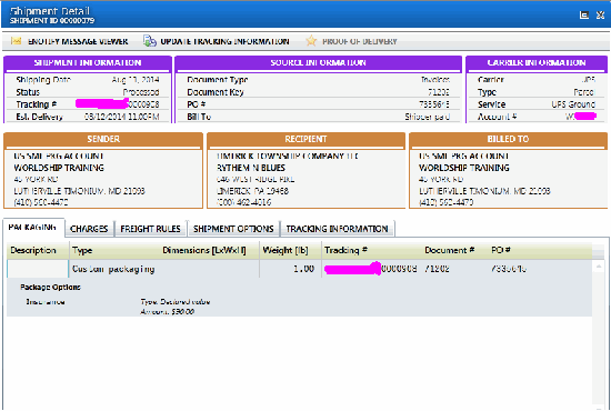 Shipping Software Dashboard shipments by carrier