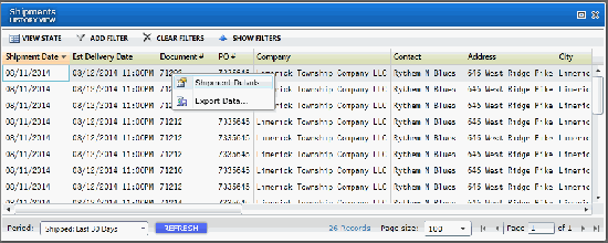 Shipping Software Dashboard Shipment History